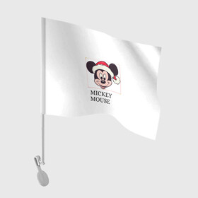 Флаг для автомобиля с принтом ВОЛШЕБНЫЙ НОВЫЙ ГОД в Белгороде, 100% полиэстер | Размер: 30*21 см | mickey mouse | мультик | мышь | новый год | санта