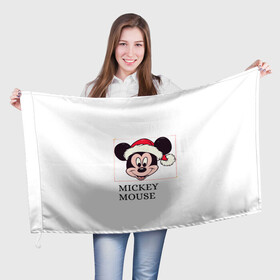 Флаг 3D с принтом ВОЛШЕБНЫЙ НОВЫЙ ГОД в Белгороде, 100% полиэстер | плотность ткани — 95 г/м2, размер — 67 х 109 см. Принт наносится с одной стороны | mickey mouse | мультик | мышь | новый год | санта
