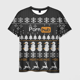 Мужская футболка 3D с принтом Christmas PornHub в Белгороде, 100% полиэфир | прямой крой, круглый вырез горловины, длина до линии бедер | 