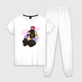 Женская пижама хлопок с принтом Zora Ideale в Белгороде, 100% хлопок | брюки и футболка прямого кроя, без карманов, на брюках мягкая резинка на поясе и по низу штанин | 
