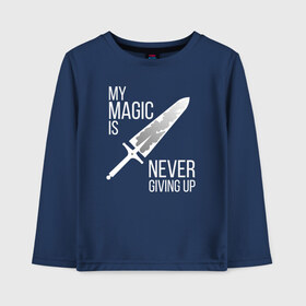 Детский лонгслив хлопок с принтом My magic is never giving up в Белгороде, 100% хлопок | круглый вырез горловины, полуприлегающий силуэт, длина до линии бедер | anime | asta | black clover | demon | magic | yuno | аниме | аниме черный клевер | анимэ | аста | демон | клевер | магия | черный клевер | юно