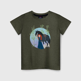 Детская футболка хлопок с принтом Brave в Белгороде, 100% хлопок | круглый вырез горловины, полуприлегающий силуэт, длина до линии бедер | brave | merida | pixar | vdzabma | мерида | пиксар | храбрая | храбрая сердцем
