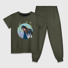 Детская пижама хлопок с принтом Brave в Белгороде, 100% хлопок |  брюки и футболка прямого кроя, без карманов, на брюках мягкая резинка на поясе и по низу штанин
 | brave | merida | pixar | vdzabma | мерида | пиксар | храбрая | храбрая сердцем