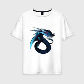 Женская футболка хлопок Oversize с принтом Морской левиафан в Белгороде, 100% хлопок | свободный крой, круглый ворот, спущенный рукав, длина до линии бедер
 | арт | глубина | дракон | дракон глубин | инопланетянин | левиафан | рисунок | синий