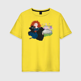 Женская футболка хлопок Oversize с принтом Determined в Белгороде, 100% хлопок | свободный крой, круглый ворот, спущенный рукав, длина до линии бедер
 | brave | merida | pixar | vdzabma | мерида | пиксар | храбрая | храбрая сердцем