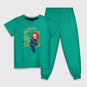 Детская пижама хлопок с принтом Храбрая Сердцем в Белгороде, 100% хлопок |  брюки и футболка прямого кроя, без карманов, на брюках мягкая резинка на поясе и по низу штанин
 | brave | merida | pixar | vdzabma | мерида | пиксар | храбрая | храбрая сердцем