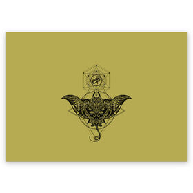 Поздравительная открытка с принтом Скат тату в Белгороде, 100% бумага | плотность бумаги 280 г/м2, матовая, на обратной стороне линовка и место для марки
 | глаза | знаки | морские обитатели | око фараона | символы | татуировки | узоры. | электрический скат