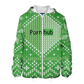 Мужская куртка 3D с принтом PornHub в Белгороде, ткань верха — 100% полиэстер, подклад — флис | прямой крой, подол и капюшон оформлены резинкой с фиксаторами, два кармана без застежек по бокам, один большой потайной карман на груди. Карман на груди застегивается на липучку | cool | fashion | green | hype | pattern | rdmerryhab | зеленый | круто | мода | узор | хайп