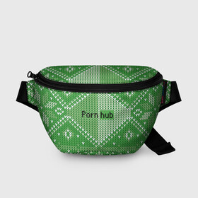 Поясная сумка 3D с принтом PornHub в Белгороде, 100% полиэстер | плотная ткань, ремень с регулируемой длиной, внутри несколько карманов для мелочей, основное отделение и карман с обратной стороны сумки застегиваются на молнию | cool | fashion | green | hype | pattern | rdmerryhab | зеленый | круто | мода | узор | хайп