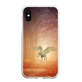 Чехол для iPhone XS Max матовый с принтом Единорог в Белгороде, Силикон | Область печати: задняя сторона чехла, без боковых панелей | единорог | единороги | животное | животные | кони | конь | крылья | крыльями | лес | лесной | лесные | лошади | лошадь | осенний | осень | пигас | пигасы