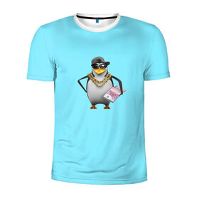 Мужская футболка 3D спортивная с принтом Гангста пингвин в Белгороде, 100% полиэстер с улучшенными характеристиками | приталенный силуэт, круглая горловина, широкие плечи, сужается к линии бедра | 