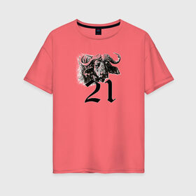 Женская футболка хлопок Oversize с принтом Год быка в Белгороде, 100% хлопок | свободный крой, круглый ворот, спущенный рукав, длина до линии бедер
 | 
