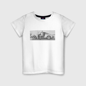 Детская футболка хлопок с принтом Porshe в Белгороде, 100% хлопок | круглый вырез горловины, полуприлегающий силуэт, длина до линии бедер | 911 | porshe | гоночный автомобиль | девушка и авто | немецкий автомобиль | порш