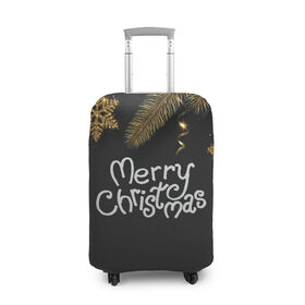 Чехол для чемодана 3D с принтом Merry Christmas в Белгороде, 86% полиэфир, 14% спандекс | двустороннее нанесение принта, прорези для ручек и колес | 