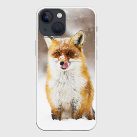 Чехол для iPhone 13 mini с принтом Лиса в Белгороде,  |  | animal | fox | foxy | snow | winter | животное | животные | звери | зверь | зима | лиса | лисица | мороз | рыжая | снег | снежинка