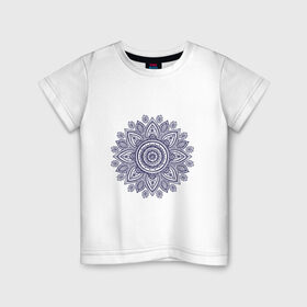 Детская футболка хлопок с принтом Хнойный цветок в Белгороде, 100% хлопок | круглый вырез горловины, полуприлегающий силуэт, длина до линии бедер | арт | вектис | вектор | рисунок | синий | хна | хной | хноя | цветок