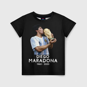 Детская футболка 3D с принтом Diego Maradona в Белгороде, 100% гипоаллергенный полиэфир | прямой крой, круглый вырез горловины, длина до линии бедер, чуть спущенное плечо, ткань немного тянется | 10 | 1960 | 2020 | argentina | barcelona | diego | football | legend | leo | lionel | maradona | messi | retro | rip | soccer | аргентина | барселона | бога | диего | легенда | лионель | марадона | месси | мяч | ретро | рука | форма | футбол