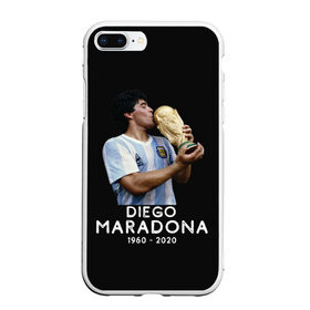 Чехол для iPhone 7Plus/8 Plus матовый с принтом Diego Maradona в Белгороде, Силикон | Область печати: задняя сторона чехла, без боковых панелей | 10 | 1960 | 2020 | argentina | barcelona | diego | football | legend | leo | lionel | maradona | messi | retro | rip | soccer | аргентина | барселона | бога | диего | легенда | лионель | марадона | месси | мяч | ретро | рука | форма | футбол