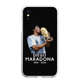 Чехол для iPhone XS Max матовый с принтом Diego Maradona в Белгороде, Силикон | Область печати: задняя сторона чехла, без боковых панелей | 10 | 1960 | 2020 | argentina | barcelona | diego | football | legend | leo | lionel | maradona | messi | retro | rip | soccer | аргентина | барселона | бога | диего | легенда | лионель | марадона | месси | мяч | ретро | рука | форма | футбол