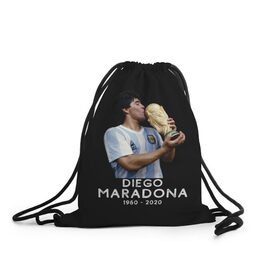 Рюкзак-мешок 3D с принтом Diego Maradona в Белгороде, 100% полиэстер | плотность ткани — 200 г/м2, размер — 35 х 45 см; лямки — толстые шнурки, застежка на шнуровке, без карманов и подкладки | 10 | 1960 | 2020 | argentina | barcelona | diego | football | legend | leo | lionel | maradona | messi | retro | rip | soccer | аргентина | барселона | бога | диего | легенда | лионель | марадона | месси | мяч | ретро | рука | форма | футбол