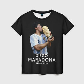 Женская футболка 3D с принтом Diego Maradona в Белгороде, 100% полиэфир ( синтетическое хлопкоподобное полотно) | прямой крой, круглый вырез горловины, длина до линии бедер | 10 | 1960 | 2020 | argentina | barcelona | diego | football | legend | leo | lionel | maradona | messi | retro | rip | soccer | аргентина | барселона | бога | диего | легенда | лионель | марадона | месси | мяч | ретро | рука | форма | футбол