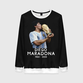 Женский свитшот 3D с принтом Diego Maradona в Белгороде, 100% полиэстер с мягким внутренним слоем | круглый вырез горловины, мягкая резинка на манжетах и поясе, свободная посадка по фигуре | 10 | 1960 | 2020 | argentina | barcelona | diego | football | legend | leo | lionel | maradona | messi | retro | rip | soccer | аргентина | барселона | бога | диего | легенда | лионель | марадона | месси | мяч | ретро | рука | форма | футбол