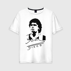 Женская футболка хлопок Oversize с принтом Diego Maradona в Белгороде, 100% хлопок | свободный крой, круглый ворот, спущенный рукав, длина до линии бедер
 | 10 | 1960 | 2020 | argentina | barcelona | diego | football | legend | leo | lionel | maradona | messi | retro | rip | soccer | автограф | аргентина | барселона | бога | диего | легенда | лионель | марадона | месси | мяч | ретро | роспись | р