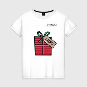Женская футболка хлопок с принтом Friends. Подарок Rachel в Белгороде, 100% хлопок | прямой крой, круглый вырез горловины, длина до линии бедер, слегка спущенное плечо | christmas | friends | gift | rachel | vdkarsve | xmas | друзья | новый год | подарок | сериал