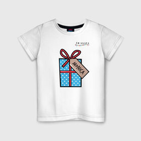 Детская футболка хлопок с принтом Friends. Подарок Monica в Белгороде, 100% хлопок | круглый вырез горловины, полуприлегающий силуэт, длина до линии бедер | christmas | friends | gift | monica | vdkarsve | xmas | друзья | новый год | подарок | сериал