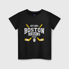 Детская футболка хлопок с принтом Бостон Брюинз в Белгороде, 100% хлопок | круглый вырез горловины, полуприлегающий силуэт, длина до линии бедер | boston | boston bruins | bruins | hockey | nhl | usa | бостон | бостон брюинз | нхл | спорт | сша | хоккей | шайба