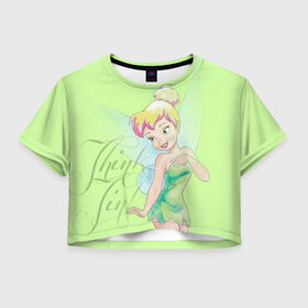 Женская футболка Crop-top 3D с принтом Think Tink в Белгороде, 100% полиэстер | круглая горловина, длина футболки до линии талии, рукава с отворотами | 