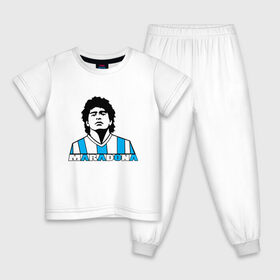 Детская пижама хлопок с принтом DIEGO MARADONA в Белгороде, 100% хлопок |  брюки и футболка прямого кроя, без карманов, на брюках мягкая резинка на поясе и по низу штанин
 | Тематика изображения на принте: diego armando maradona | football | архентинос хуниорс | барселона | бока хуниорс | бока хуниорс. | диего армандо марадона | диего марадона | наполи | ньюэллс олд бойз | севилья | футбол
