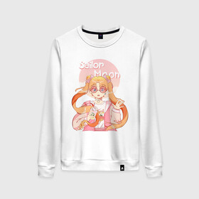 Женский свитшот хлопок с принтом Sailor Moon Coffee в Белгороде, 100% хлопок | прямой крой, круглый вырез, на манжетах и по низу широкая трикотажная резинка  | Тематика изображения на принте: anime | animegirl | cute | kavai | kavaii | madara | manga | sailor | sailorchibimoon | sailorjupiter | sailormars | sailormercury | sailormoon | sailormooncrystal | sailorvenus | usagi | usagitsukino | аниме | анимесейлормун | каваи | сейлормун