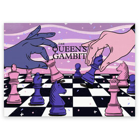 Поздравительная открытка с принтом The Queens Gambit в Белгороде, 100% бумага | плотность бумаги 280 г/м2, матовая, на обратной стороне линовка и место для марки
 | beth harmon | chess | queens gambit | the queens gambit | аня тейлор джой | бет хармон | нетфликс | ход королевы | шахматы