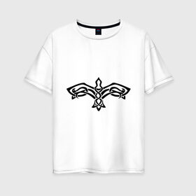 Женская футболка хлопок Oversize с принтом Кельтский Сокол в Белгороде, 100% хлопок | свободный крой, круглый ворот, спущенный рукав, длина до линии бедер
 | кельтика | кельтский | крылья | линейный | орнамент | полёт | птица | птицы | сокол | тату | узор | хищный