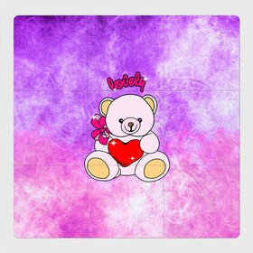 Магнитный плакат 3Х3 с принтом Lovely bear в Белгороде, Полимерный материал с магнитным слоем | 9 деталей размером 9*9 см | bear | love is | teddy | богиня | валентина | влюбленный | девушке | дочь | жена | игрушка | лучшая | любимая | люблю | мама | марта | медведь | медведь с сердцем | медвежата | мишка тедди | плюшевые | подарок