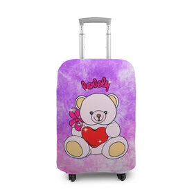 Чехол для чемодана 3D с принтом Lovely bear в Белгороде, 86% полиэфир, 14% спандекс | двустороннее нанесение принта, прорези для ручек и колес | bear | love is | teddy | богиня | валентина | влюбленный | девушке | дочь | жена | игрушка | лучшая | любимая | люблю | мама | марта | медведь | медведь с сердцем | медвежата | мишка тедди | плюшевые | подарок