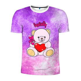 Мужская футболка 3D спортивная с принтом Lovely bear в Белгороде, 100% полиэстер с улучшенными характеристиками | приталенный силуэт, круглая горловина, широкие плечи, сужается к линии бедра | bear | love is | teddy | богиня | валентина | влюбленный | девушке | дочь | жена | игрушка | лучшая | любимая | люблю | мама | марта | медведь | медведь с сердцем | медвежата | мишка тедди | плюшевые | подарок