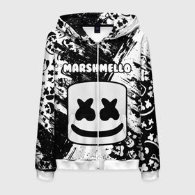 Мужская толстовка 3D на молнии с принтом MARSHMELLO в Белгороде, 100% полиэстер | длина до линии бедра, манжеты и пояс оформлены мягкой тканевой резинкой, двухслойный капюшон со шнурком для регулировки, спереди молния, по бокам два кармана | fortnite | game. | marshmello | music | маршмелло | маршмело | музыка | фортнайт