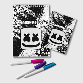 Блокнот с принтом MARSHMELLO в Белгороде, 100% бумага | 48 листов, плотность листов — 60 г/м2, плотность картонной обложки — 250 г/м2. Листы скреплены удобной пружинной спиралью. Цвет линий — светло-серый
 | fortnite | game. | marshmello | music | маршмелло | маршмело | музыка | фортнайт