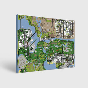 Холст прямоугольный с принтом GTA San Andreas map в Белгороде, 100% ПВХ |  | Тематика изображения на принте: game | grand theft auto | gta san andreas | гта сан андреас | игра | карта | самп