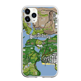 Чехол для iPhone 11 Pro матовый с принтом GTA San Andreas map в Белгороде, Силикон |  | game | grand theft auto | gta san andreas | гта сан андреас | игра | карта | самп