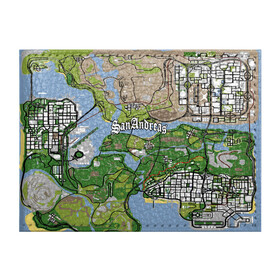 Обложка для студенческого билета с принтом GTA San Andreas map в Белгороде, натуральная кожа | Размер: 11*8 см; Печать на всей внешней стороне | Тематика изображения на принте: game | grand theft auto | gta san andreas | гта сан андреас | игра | карта | самп