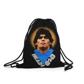 Рюкзак-мешок 3D с принтом Diego Maradona в Белгороде, 100% полиэстер | плотность ткани — 200 г/м2, размер — 35 х 45 см; лямки — толстые шнурки, застежка на шнуровке, без карманов и подкладки | diego | diego armando maradona | legend | maradona | аргентина | диего | король | легенда | марадона | нападающий | полузащитник | футбол | футболист