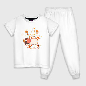 Детская пижама хлопок с принтом Счастливый бычок в листьях в Белгороде, 100% хлопок |  брюки и футболка прямого кроя, без карманов, на брюках мягкая резинка на поясе и по низу штанин
 | 