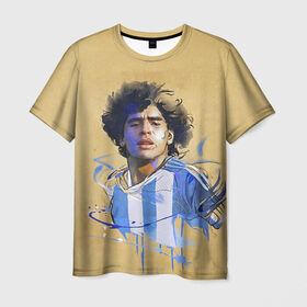 Мужская футболка 3D с принтом Марадона в Белгороде, 100% полиэфир | прямой крой, круглый вырез горловины, длина до линии бедер | 10 номер | diego | football | maradona | maradonna | арегнтина | бога | диего | марадона | марадонна | ретро | рука | сборная аргентины | футбол | футболист