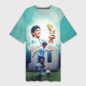 Платье-футболка 3D с принтом 10 number в Белгороде,  |  | 10 номер | diego | football | maradona | maradonna | арегнтина | бога | диего | марадона | марадонна | ретро | рука | сборная аргентины | футбол | футболист