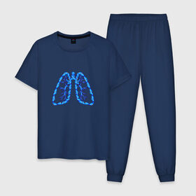 Мужская пижама хлопок с принтом Легкие в Белгороде, 100% хлопок | брюки и футболка прямого кроя, без карманов, на брюках мягкая резинка на поясе и по низу штанин
 | air | blue | breathe | lungs | organ | oxygen | wings | воздух | дышать | кислород | крылья | легкие | орган