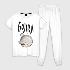 Женская пижама хлопок с принтом Gojira в Белгороде, 100% хлопок | брюки и футболка прямого кроя, без карманов, на брюках мягкая резинка на поясе и по низу штанин | djent | france | gojira | groove | metal | progressive