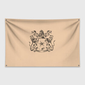 Флаг-баннер с принтом Геральдика в Белгороде, 100% полиэстер | размер 67 х 109 см, плотность ткани — 95 г/м2; по краям флага есть четыре люверса для крепления | геральдика | гербы | графика. | доспехи | львы | морская звезда